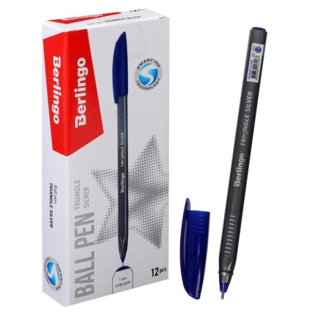 Ballic pen 1.0 mm, Triangle Silver, blue ink, three -sided-4