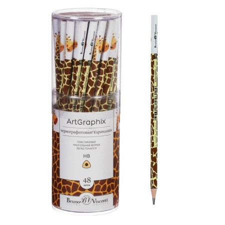 Chernographic pencil 3 mm Artgraphix. Fun "Giraffe", NV, three -sided, plastic case