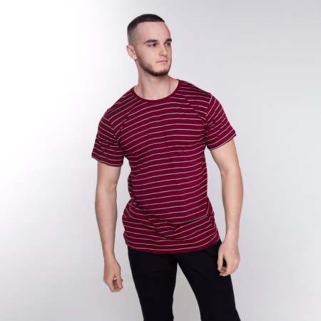 Striped male T -shirt, burgundy color, size 50-1