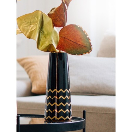 Decorative vase "Art Deco", 10 × 10 × 25 cm, black color with gold-6