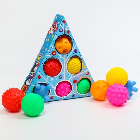 Gift set of developing balls "Blue Christmas tree", 6 pcs., New Year's gift packaging, crumb I-4