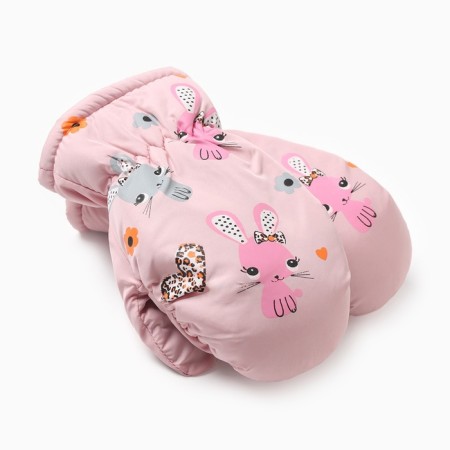 Winter children's mittens minku, light pink color, 18cm-2