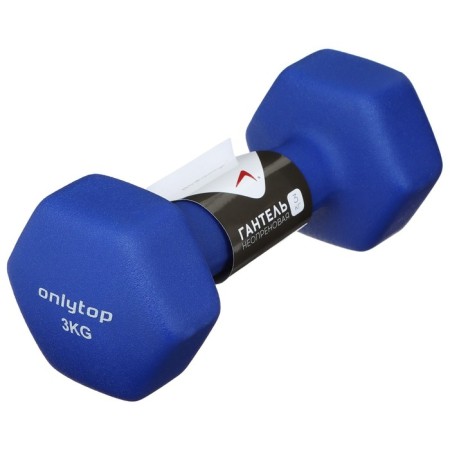 Neoprene dumbbells onlitop, 3 kg, blue color-1