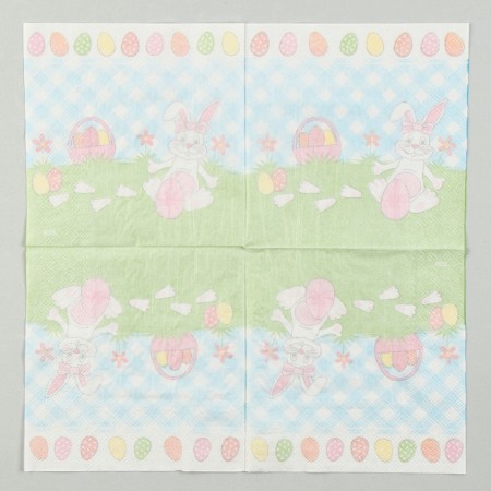 Paper Napkins “White Rabbit” with a pink bow, 33x33 cm, set 20 pcs.-2