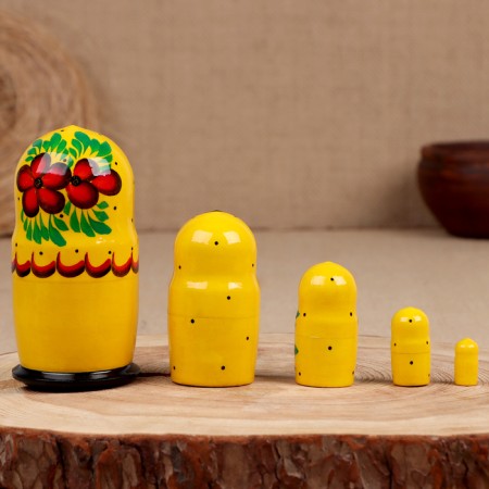 Matryoshka "Anya", yellow, 5-doll-1
