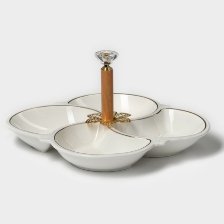 Menzhitsa ceramic 4 cells "Bohemia", 21 × 3.3 cm, white color-1