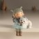 Polystone souvenir "Baby strokes the white teddy bear" Blue 9x7x13 cm