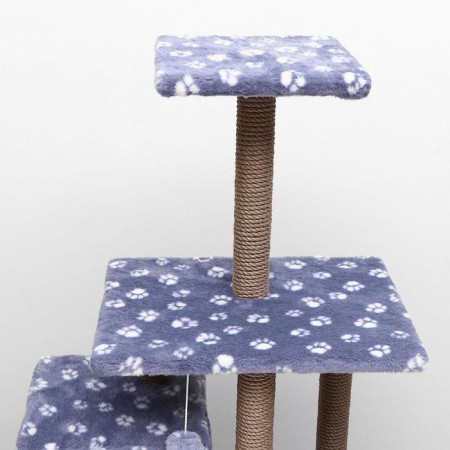 House for cats with a claw, with a site and shelf, 65 x 51 x 173 cm, gray with paws-9