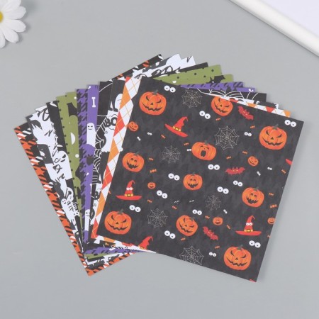 A set of scrapbooking paper 12 sheets 12 Halloween designs 160 grams 15.2x15.2 cm