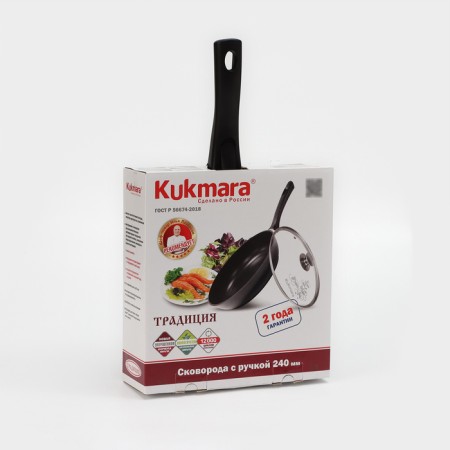 The “Tradition” pan, D = 24 cm, glass cover, removable handle, anti -stick coating, black color-10