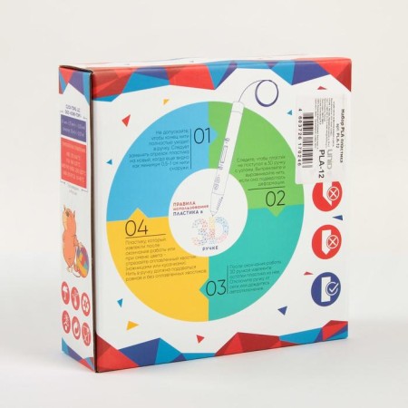 UNID PLA-12 plastic, for 3D pen, 12 colors in a set, 10 meters-15
