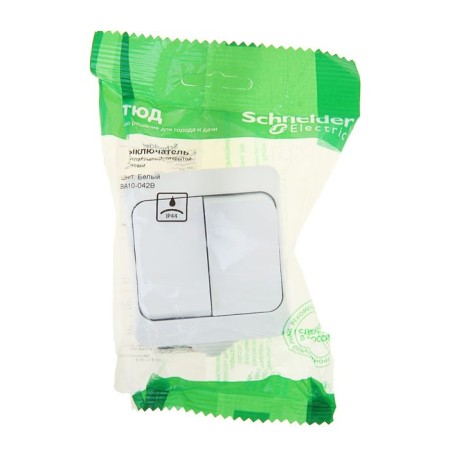 Schetode switch Sche Ba10-042b, 10 A, 2 keys, external, IP44, white color-2