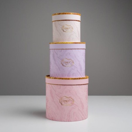 A set of boxes of thin cardboard 3 in 1, gift packaging, “marble”, 12 x 12 - 18 x 18 cm-3