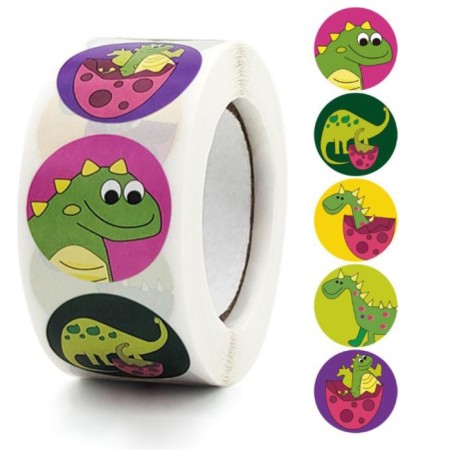 Stick Paper "Dinosaurus" d = 2.5 cm 500 pcs in a roll 3x6.5x6.5 cm