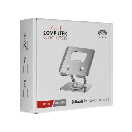 A tablet stand, adjustable folding, 360 ° rotation, metal, silver-5