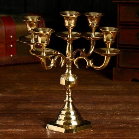 Hassan Climbated 5 candles, brass 23x23x23 cm-1