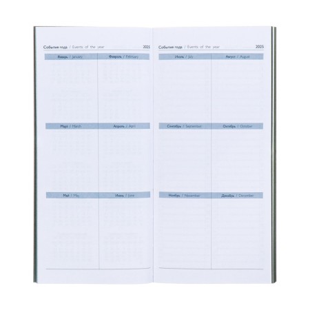 The weekly dated 2025, 80x165 mm, 64 sheets of Escalada, soft leather cover, pancake embossing, block 70 g/m², green-6