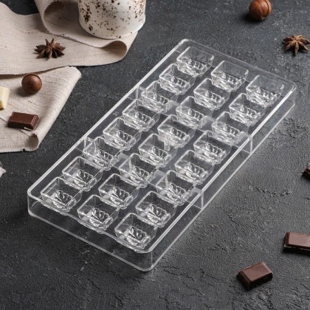Konfinetta chocolate form “Berry Leaf”, 27.5 × 17.5 × 2.5 cm, 24 cells (2.7 × 2.5 × 1.2 cm)-1