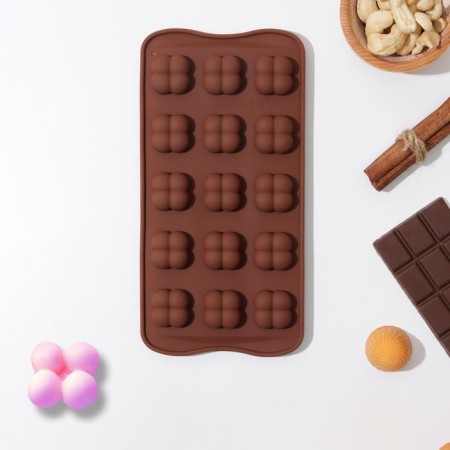 Creolon chocolate form "Creole", silicone, 21 × 10.5 × 2.5 cm, 15 cells, brown color