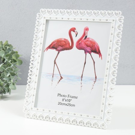 Photo frame plastic 20x25 cm "Frame from hearts" white-1