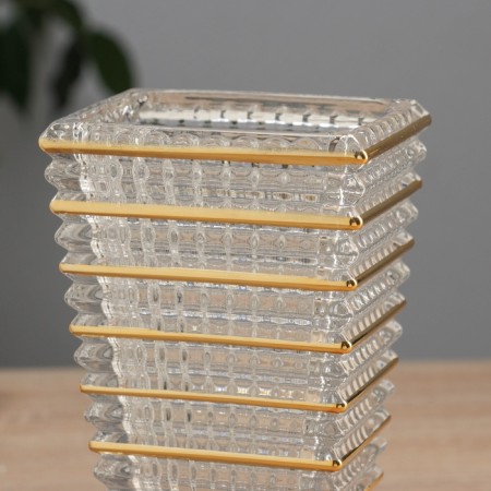 Vase Glass "Milagros" strip volume, h-17.5cm, d-10x7 cm, transparent-2