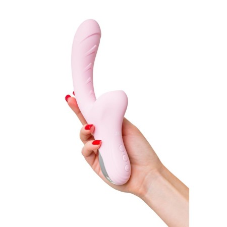 Vibro -roller with a caressing tongue Jos Orali, 22 cm, silicone, pink color-9