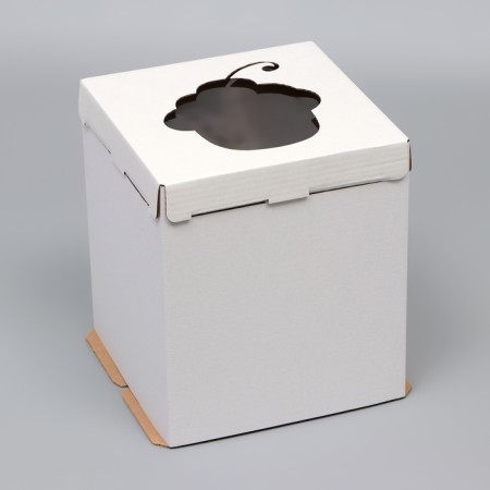 Box for a cake with a window, "cake", white, 26 x 26 x 30 cm-1