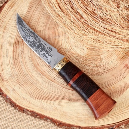 Hunting knife "Fight", 22cm, blade 112mm/2.8 mm, wood, with engraving, mix-4