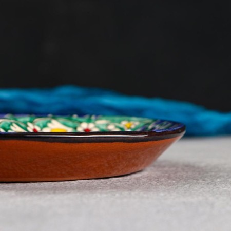 Menzhitsa Rishtan ceramics "Flowers", 18 cm, 2 section, blue-2