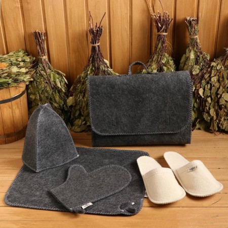 Set of bath portfolio 5 items gray, without embroidery, felt