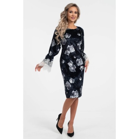 Female dress, size 44, black color, white-2