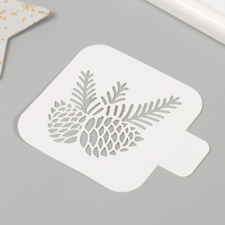 Plastic stencil "spruce cones", size 9x9 cm-1