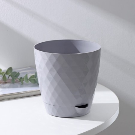 Kashpo with basal watering "Rumba", 1.5 l, color gray silk-1