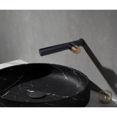Bronze de Luxe Avantgarde 2021MH shell mixer, 220 mm pour, brass, black/gold 10038-4