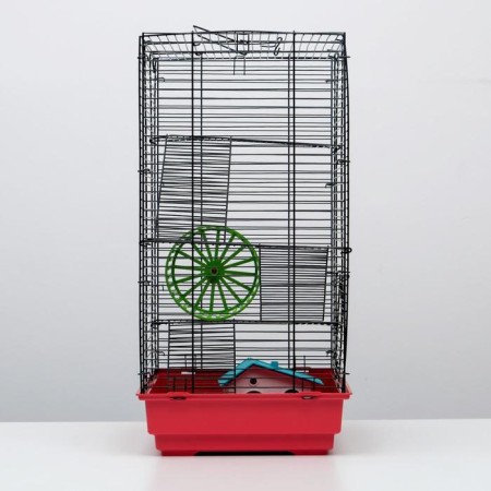 The cage for rodents "Pigzon" No. 5, with 3 floors, equipped, 41 x 30 x 58 cm, ruby-2