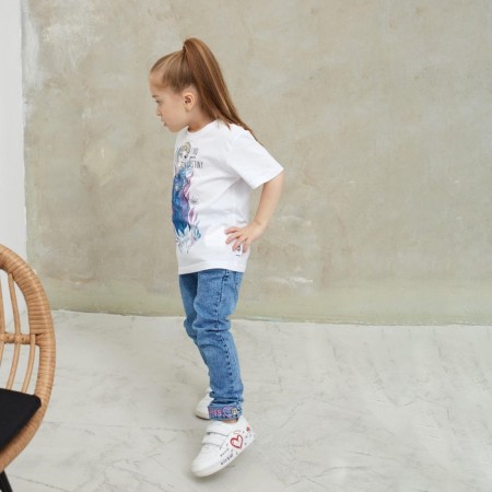 Children's T-shirt "Elsa", cold heart, height 122-128, white-1