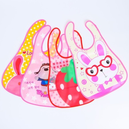 Bibslate with a pocket for a girl, waterproof, on Velcro, Mix color