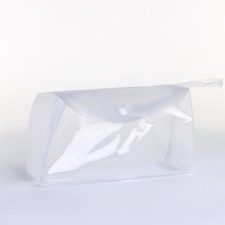 Cosmetic bag on the button, white color