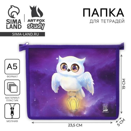 A5 notebook folder on a zipper on top plastic PM-A5-29 Virgin "September 1: Owl"