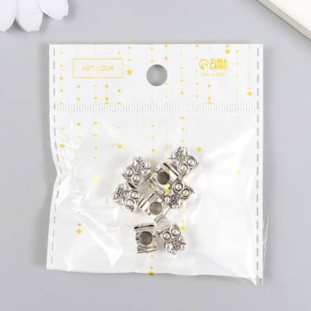 Bead for creativity Metal "Little Council" silver 1.1x0.9 cm-3