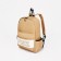 A backpack with a zipper, an outer pocket, 2 side pockets, beige color
