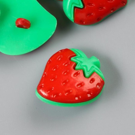 A set of buttons of decorative plastic "Red strawberry" set 10 pcs 2.5x2.2 cm-1
