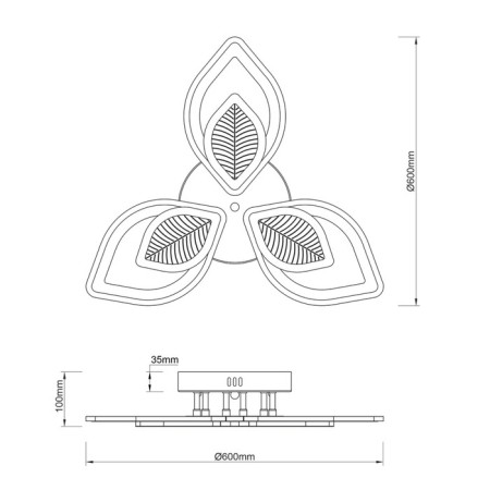 Ceiling light ESCADA, 10288/6LED. 1x80W, LED, 5256LM, 3000-6500K, 600x600x100 mm, white color-6