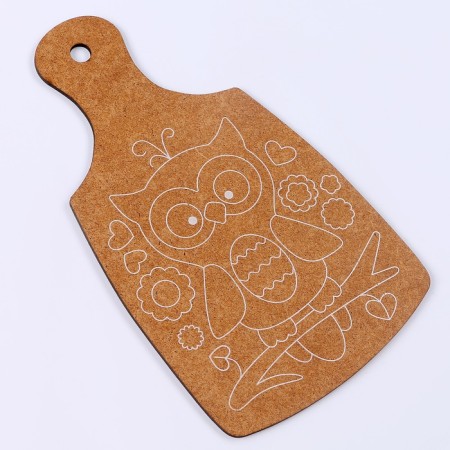 Wood painting "Owl" (cutting board, small envelope)-2