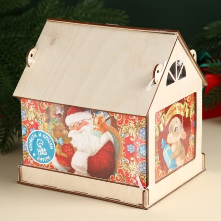 Sweet children's gift "Santa Claus": sweets 700 g, paints 12 colors, feeder