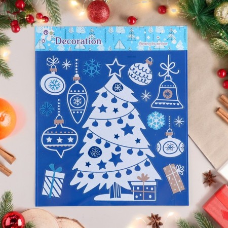 Stickers on the windows "New Year" Christmas tree, toys, 38x30 cm-1