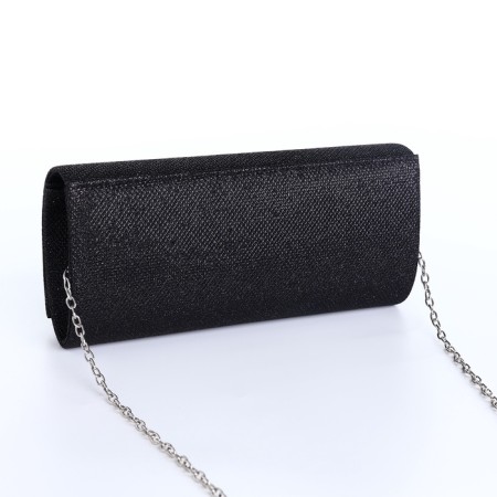 Female bag, valve department, long chain, black color-5