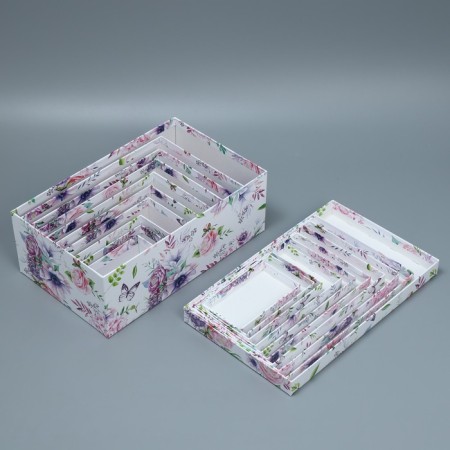 A set of boxes 10 in 1, gift packaging, “flowers”, 12 x 7 x 4 - 32.5 x 20 x 12.5 cm-8
