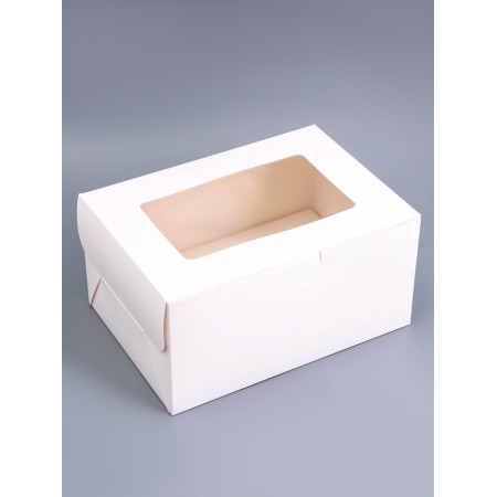 Box for 2 cupcake and cake, white, 25.4 x 18 x 12.7 cm, confectionery packaging-1