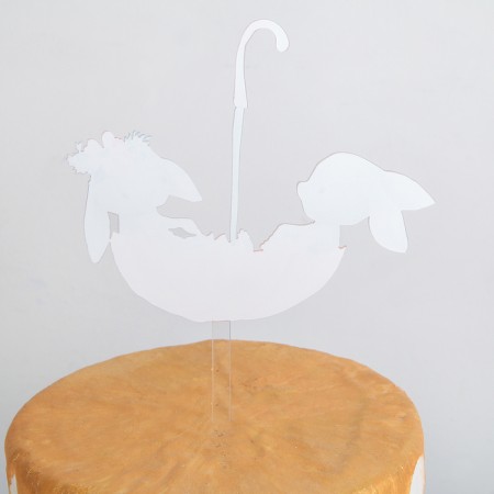 Topper for the Cake "Rabbits in the Umbrella"-2